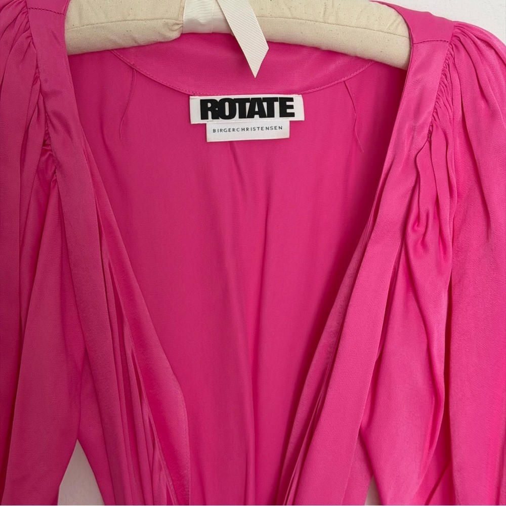 ROTATE Birger Christensen Satin Maxi Wrap
Dress in Pink Carnation Size 34 - Picture 3 of 7